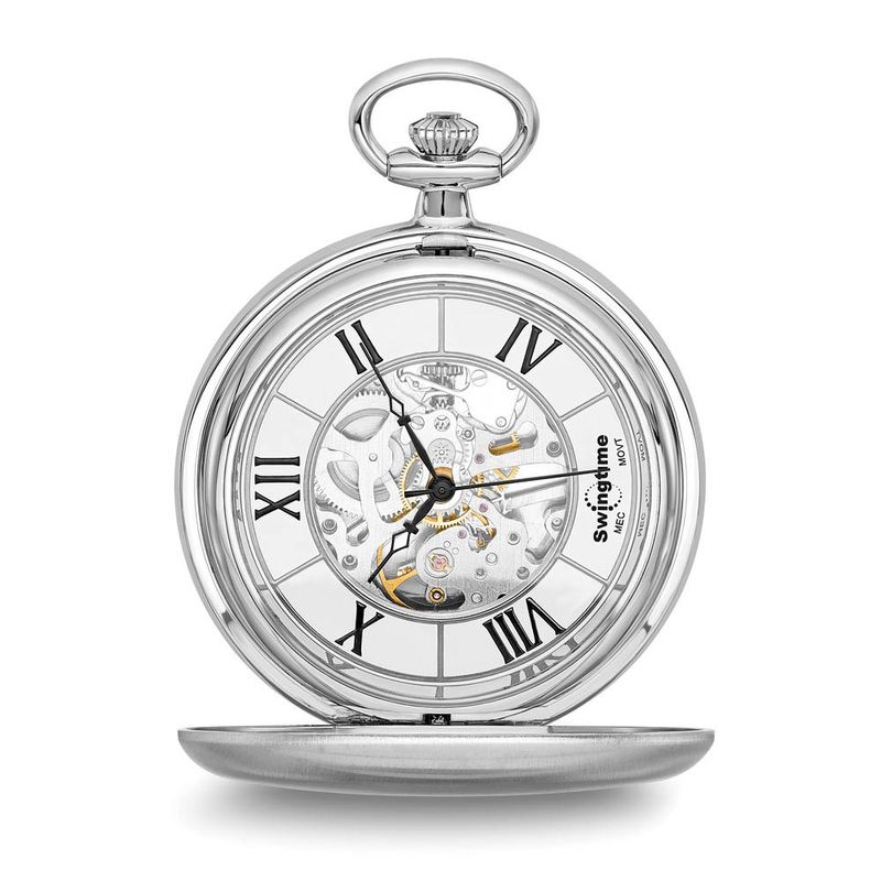 Swingtime Chrome-Finish, Brass Mechanical Pocket Watch